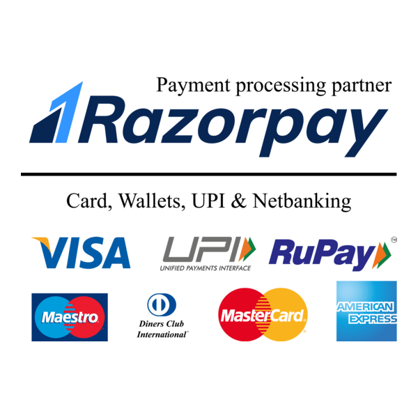 Razorpay verified payment processing partner - Visa, UPI, RuPay, Mastercard, Amex